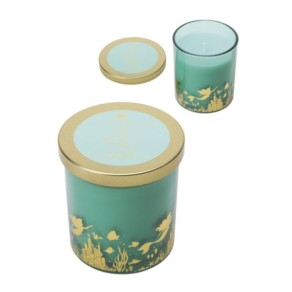 Bougie en verre Disney Ariel avec couvercle, fleur de corail et sel marin