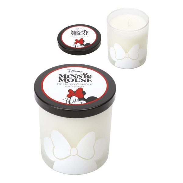 Bougie en verre Disney avec couvercle, Minnie Mouse, Jasmin blanc