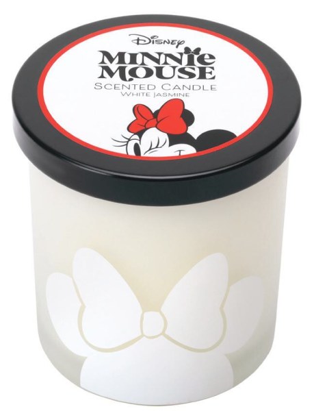 Bougie en verre Disney avec couvercle, Minnie Mouse, Jasmin blanc
