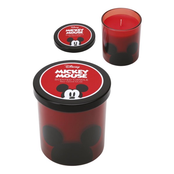 Bougie en verre Disney avec couvercle, Mickey Mouse, musc de cèdre rouge