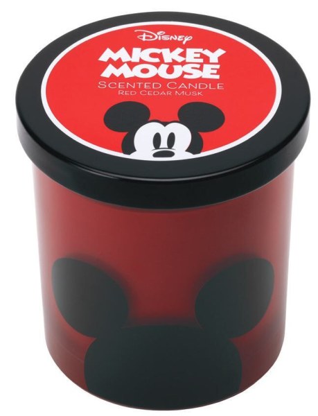 Bougie en verre Disney avec couvercle, Mickey Mouse, musc de cèdre rouge
