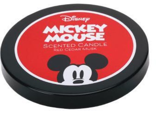 Bougie en verre Disney avec couvercle, Mickey Mouse, musc de cèdre rouge
