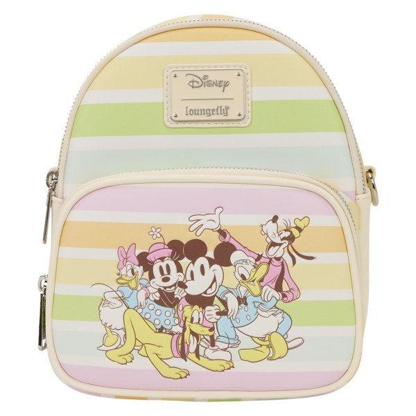 Sac à dos convertible sac à bandoulière Mickey et ses amis à rayures arc-en-ciel - DISNEY LOUNGEFLY