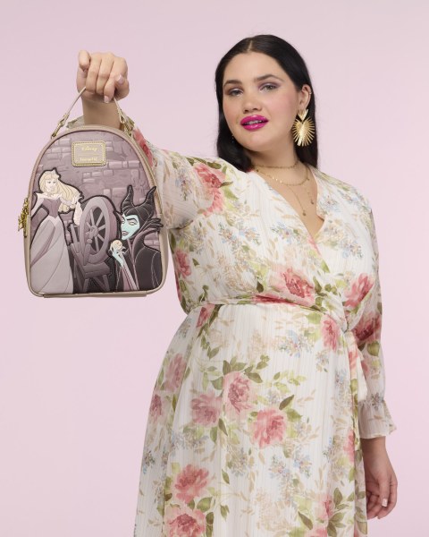 MINI SAC À DOS AURORE ET MALÉFIQUE ROUET TOURNANT - DISNEY LOUNGEFLY LA BELLE AU BOIS DORMANT