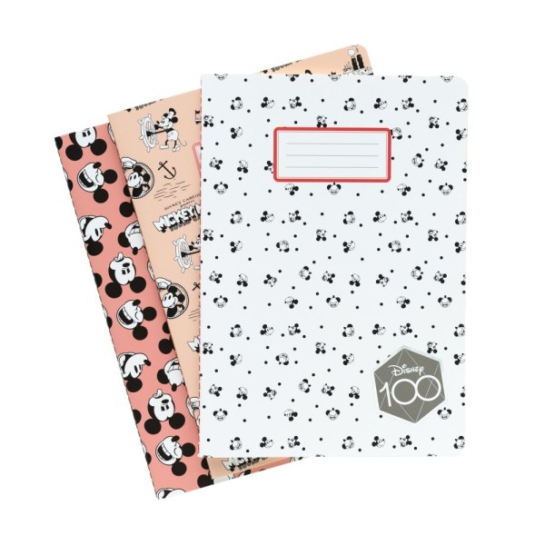 Lot de 3 carnets A5 Mickey 100e anniversaire - Disney
