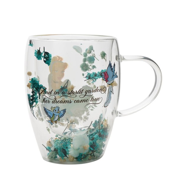 mug en verre décoré de fleurs à l'effigie de Cendrillon, princesse Disney