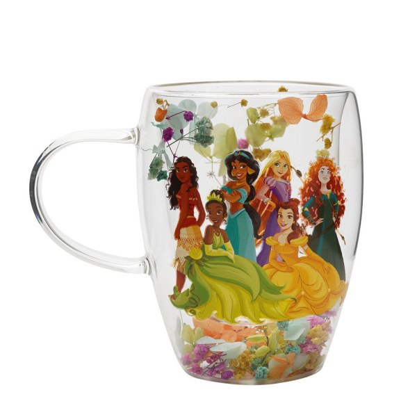 mug en verre décoratif à motif floral Disney Princess