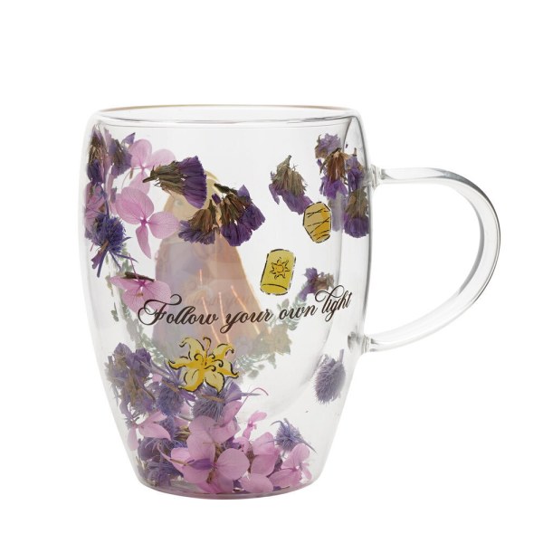mug en verre décoratif à motif floral Disney Raiponce