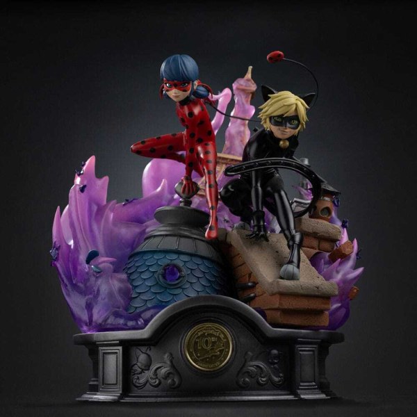 Art Scale Deluxe Lady Bug et Chat Noir 23cm, signée - Iron Studios Miraculous