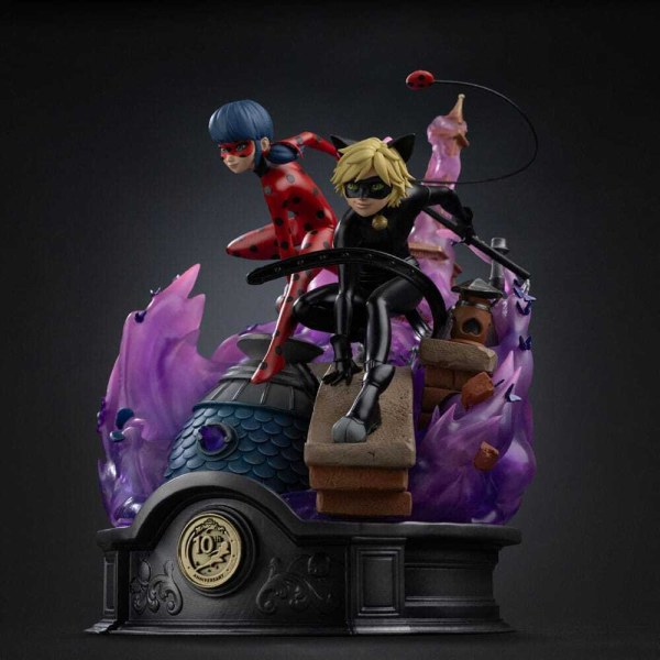 Art Scale Deluxe Lady Bug et Chat Noir 23cm, signée - Iron Studios Miraculous
