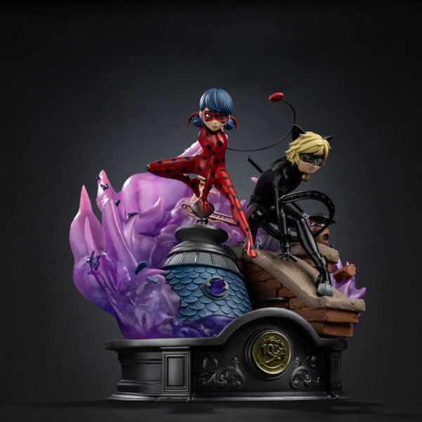 Art Scale Deluxe Lady Bug et Chat Noir 23cm, signée - Iron Studios Miraculous