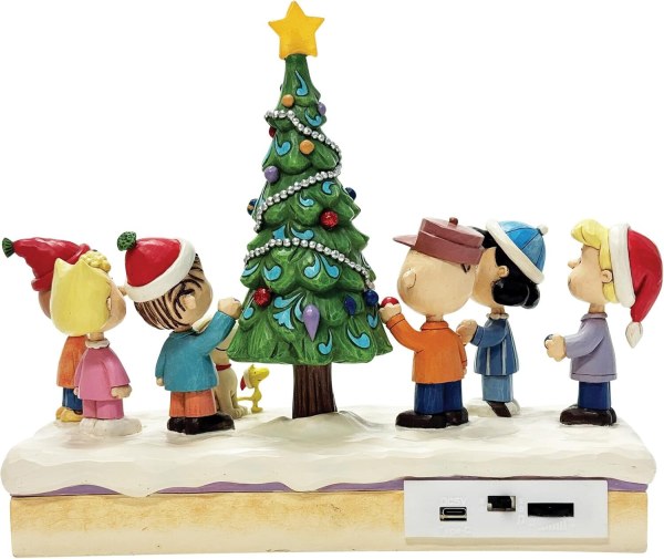 O Sapin de Noël : Figurine de Noël musicale et LED Charlie Brown et ses amis - Peanuts