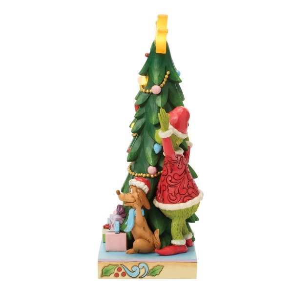Le Grinch, Cindy et Max qui jettent un coup d'œil depuis l'arbre lumineux - JIM SHORE GRINCH