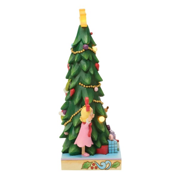 Le Grinch, Cindy et Max qui jettent un coup d'œil depuis l'arbre lumineux - JIM SHORE GRINCH