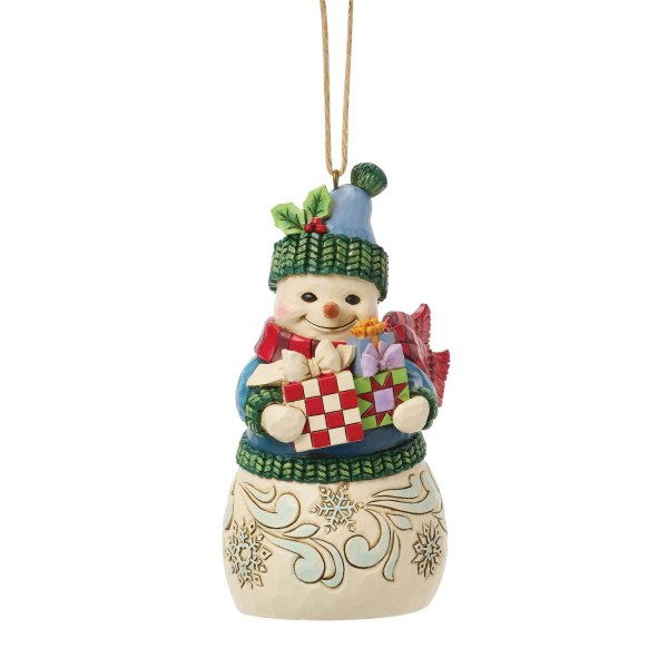 Bonhomme de neige avec des cadeaux, ornement suspendu - Heartwood Creek