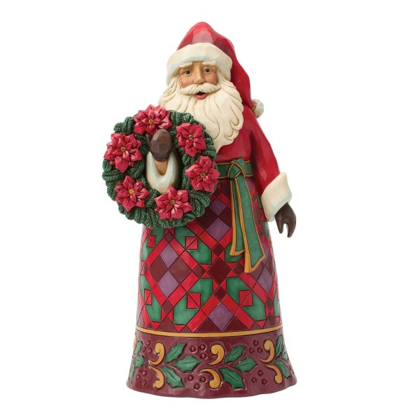 Père Noël avec figurine de poinsettia - Heartwood Creek