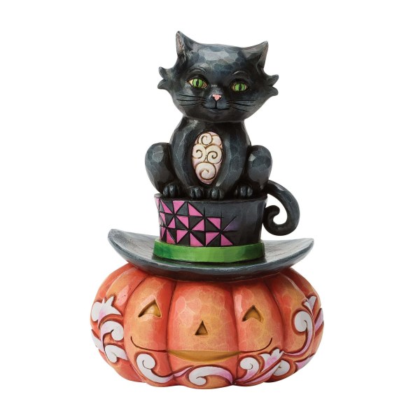 CHAT NOIR ASSIS SUR UN CHAPEAU - HEARTWOOD CREEK