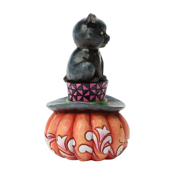 CHAT NOIR ASSIS SUR UN CHAPEAU - HEARTWOOD CREEK