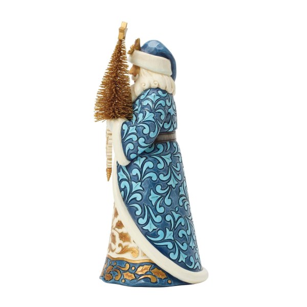 Père Noël bleu et or avec sapin en sisal doré - Heartwood Creek