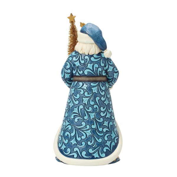 Père Noël bleu et or avec sapin en sisal doré - Heartwood Creek
