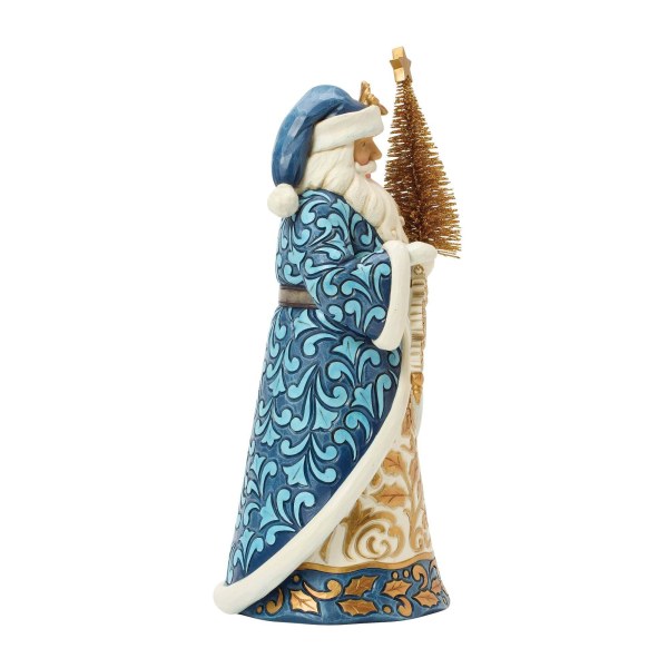 Père Noël bleu et or avec sapin en sisal doré - Heartwood Creek