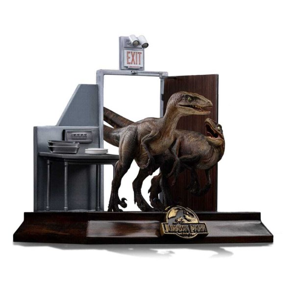 Art Scale Raptors à la porte de la cuisine 28cm - Iron Studios Jurassic Park