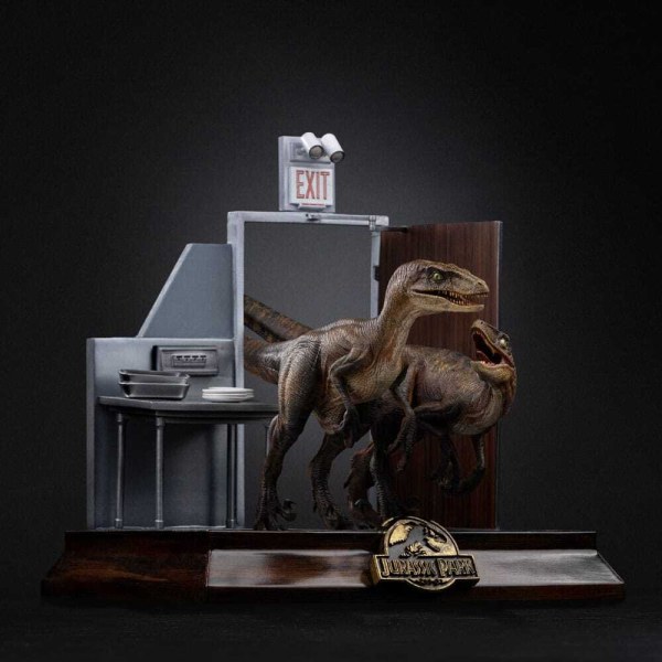 Art Scale Raptors à la porte de la cuisine 28cm - Iron Studios Jurassic Park