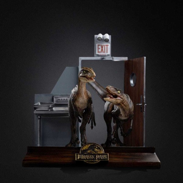 Art Scale Raptors à la porte de la cuisine 28cm - Iron Studios Jurassic Park