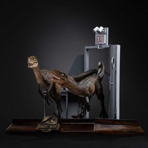 Art Scale Raptors à la porte de la cuisine 28cm - Iron Studios Jurassic Park