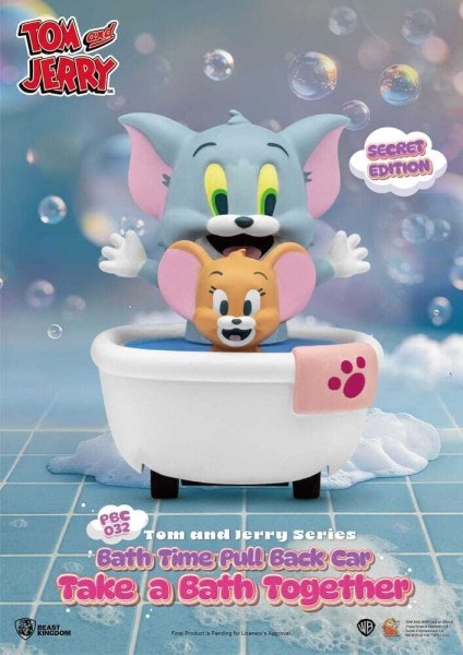 Coffret de 6 voitures à friction Tom & Jerry à rétrofriction - Boîte surprise pour le bain