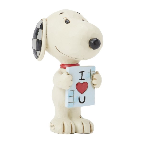 Mini figurine Snoopy avec pancarte « Je t'aime » - Peanuts