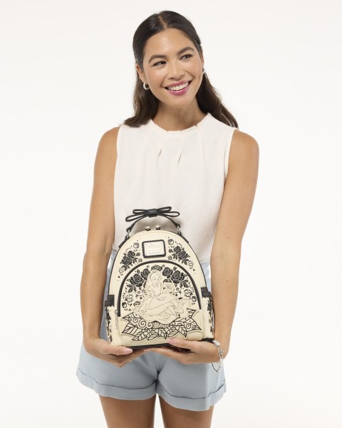 Mini sac à dos Alice au pays des merveilles brodé de fleurs - Disney Loungefly