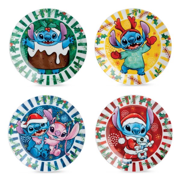 Ensemble de 4 assiettes à dessert assorties Stitch Noël - Egan Disney Home