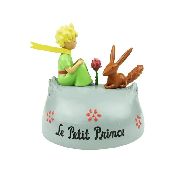 FIGURINE LE PETIT PRINCE PLANETE ROSE RENARD  (WINDOW BOX)
