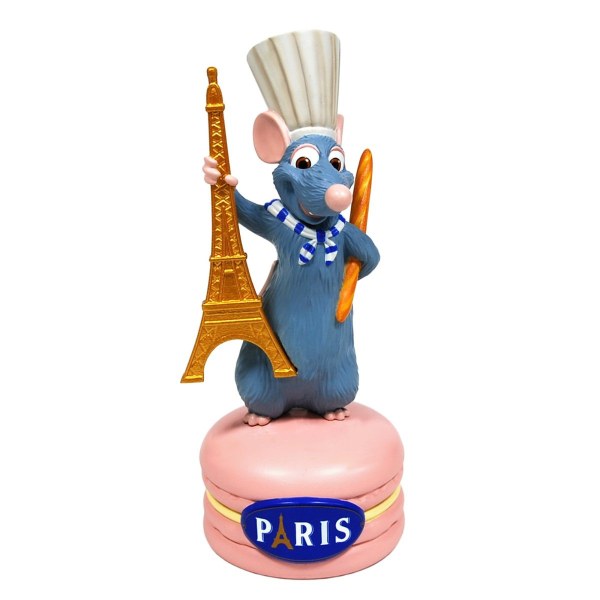 FIGURINE RESINE REMY AVEC BAGUETTE SUR MACARON - DISNEY RATATOUILLE