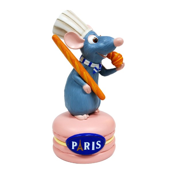 FIGURINE RESINE REMY AVEC CROISSANT SUR MACARON - DISNEY RATATOUILLE