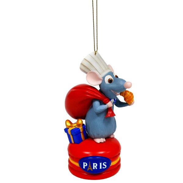 SUSPENSION RESINE REMY AVEC CROISSANT SUR MACARON - DISNEY RATATOUILLE