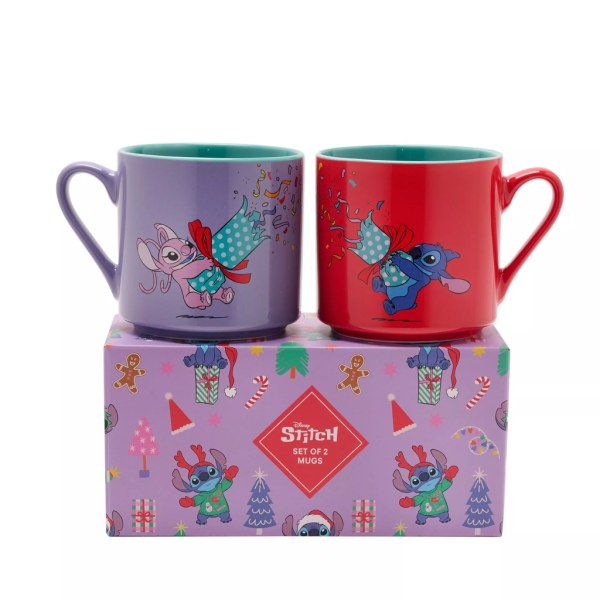Ensemble de 2 Mugs Colorés Stitch & Angel Joyeuses Fêtes - Disney