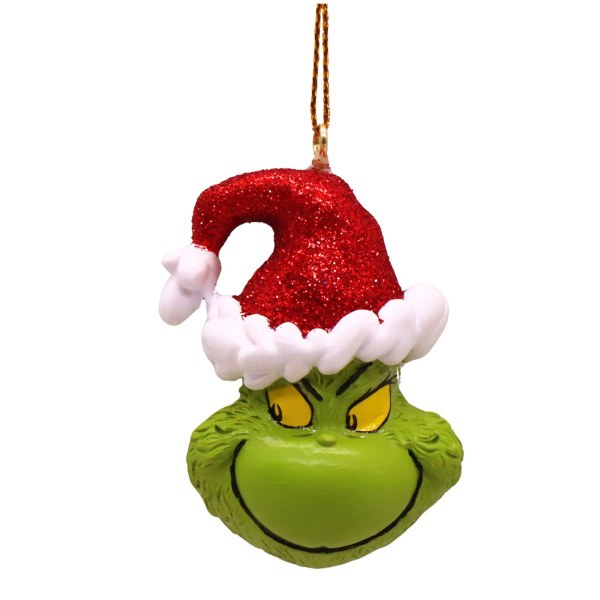 Ornement 3D The Grinch avec bonnet de Noël (heureux)