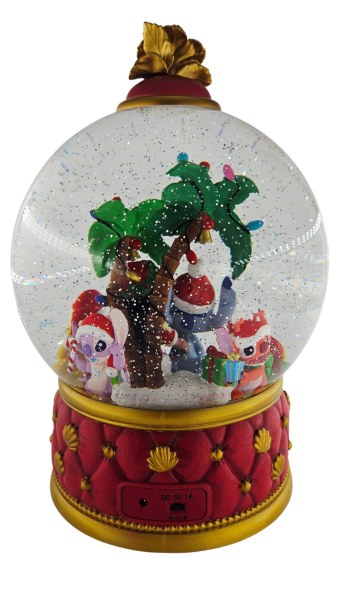 Boule à neige Disney Stitch de Noël avec paillettes et lumières LED 31 cm – Exclusivité Costco 