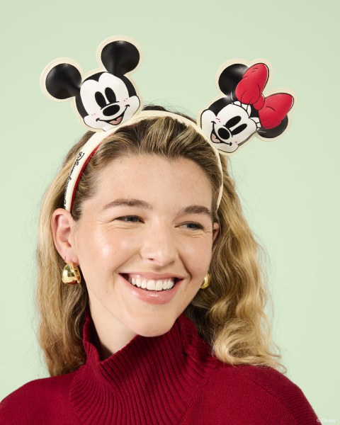 Serre-tête oreilles Mickey et Minnie en tricot avec nœud pour les fêtes - Disney Loungefly