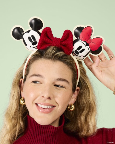 Serre-tête oreilles Mickey et Minnie en tricot avec nœud pour les fêtes - Disney Loungefly