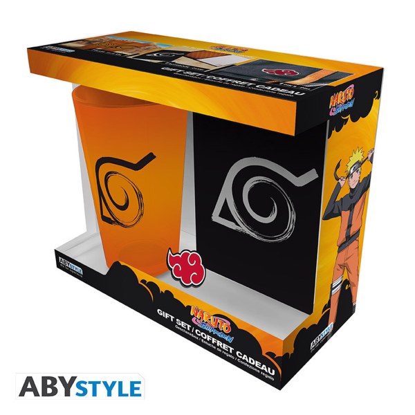 NARUTO SHIPPUDEN - Pack Verre XXL + Pin's + Carnet Konoha