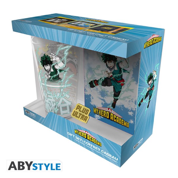 MY HERO ACADEMIA - Pack Verre XXL + Pin's + Carnet Héros
