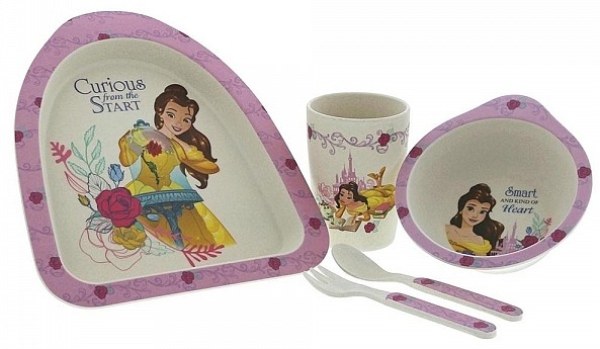 SET DÉJEUNER PRINCESSE BELLE EN MATÉRIAU ORGANIQUE (BAMBOO) DISNEY ENCHANTING