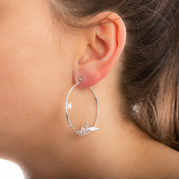 BOUCLES D'OREILLES FÉE CLOCHETTE EN MÉTAL PRÉCIEUX - DISNEY