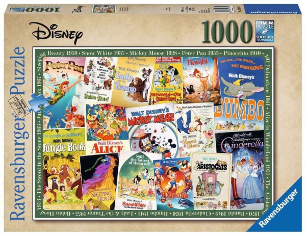PUZZLE AFFICHES DE FILMS VINTAGE ( 1000 PIÈCES ) - DISNEY