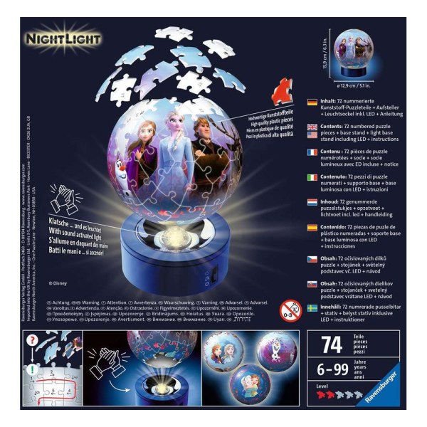 PUZZLE 3D NIGHTLIGHT LA REINE DES NEIGES 2 ( 72 PIÈCES ) - DISNEY
