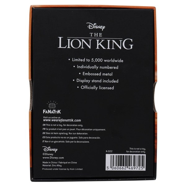 LINGOT DE COLLECTION LE ROI LION - EDITION LIMITÉE