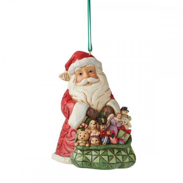 SUSPENSION PÈRE NOËL AVEC SA HOTTE  A JOUETS - JIM SHORE HEARTWOOD CREEK